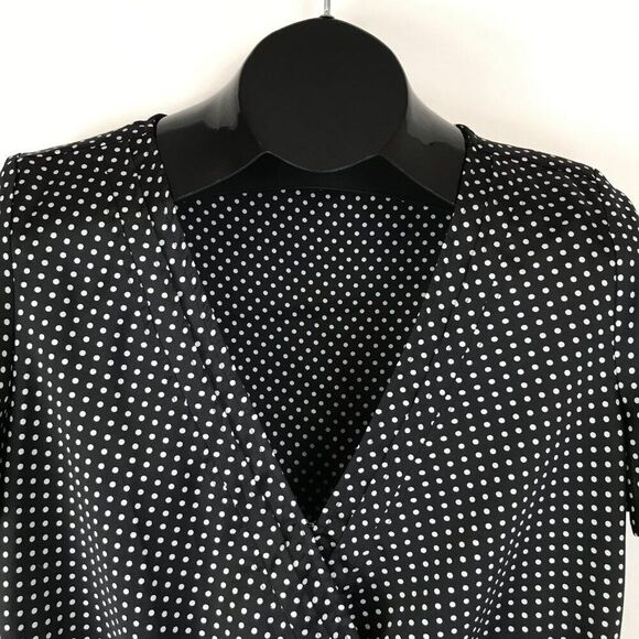 Urban Outfitters Polka Dot Faux Wrap Blouse Women's Medium Cropped Surplice - Picture 3 of 11